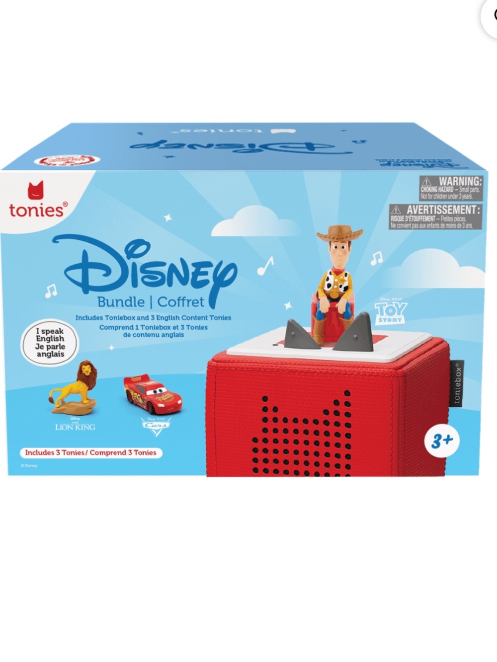 Toniebox Disney Bundle Red Audio Player 3 Tonies Toy Story Cars Lion King NIB